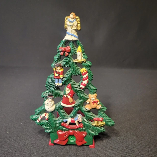 De colección Árbol de Navidad Votivo Vela Portavelas Té Luz Pintado a Mano Hierro Fundido Taiwán