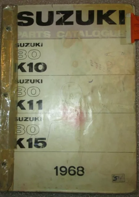 1968 Suzuki 80 Model K10, K11, K15 Motorcycle Parts Catalog Book Manual Original