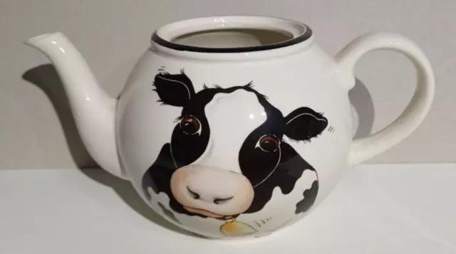 Arthur Wood Ceramic Cow Teapot with broken lid, Front to Back Design