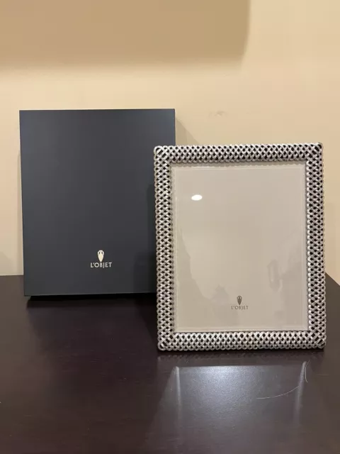 NEW IN BOX L’Objet Silver Braid Picture Frame Platinum 8x10