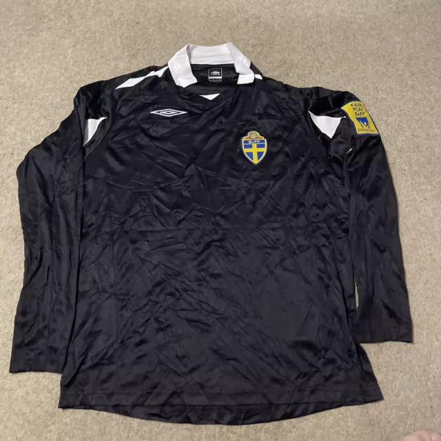 Sweden Football Referee Shirt Jersey Umbro Black Original Soccer Top Large E1434