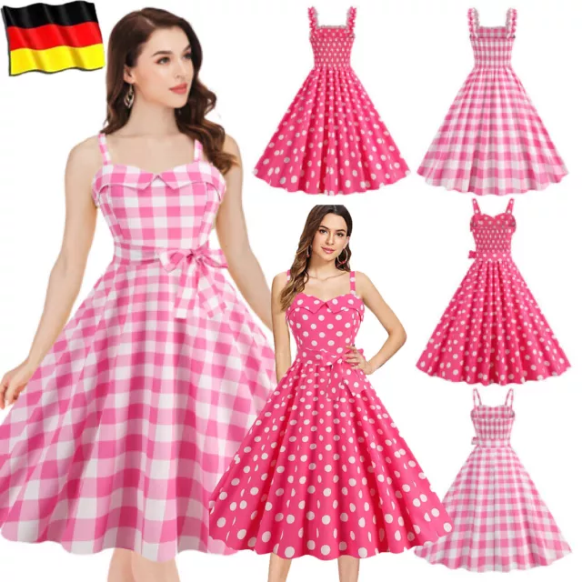 Damen Retro Rockabilly Petticoat 50er Jahre Partykleid Abend Vintage Swing-Kleid