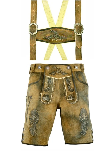 Pantaloncini Bavaresi Pantaloni In Pelle Scamosciata Trachten Uomo Indossa Pantaloncini Oktoberfest