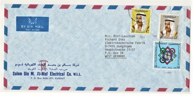 Kuwait Stamps on Cover to Germany, Arab GCC Postal History, Palestine Solidarity