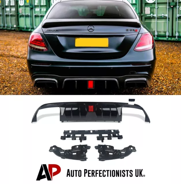 Mercedes E Class W213 AMG Line E63S Brabus Style Gloss Black Rear Diffuser 17-20