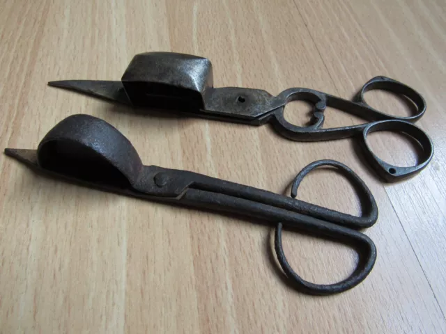 Antique HAND FORGED IRON Primitive Handmade Wick Trimmer Scissors Candle Snuffer