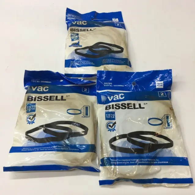 Vac Bissell AA27910 Vacuum Style 7 9 10 12 14 Belts 2 Belt Pack Black Lot Of (3)