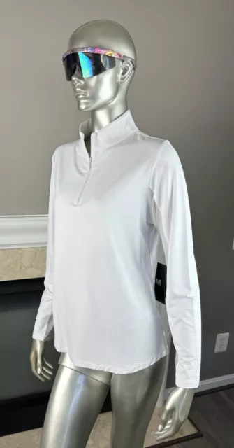 NWT IBKUL Zip Golf LONG SLEEVE Mock Neck PULLOVER Top M ⛳️