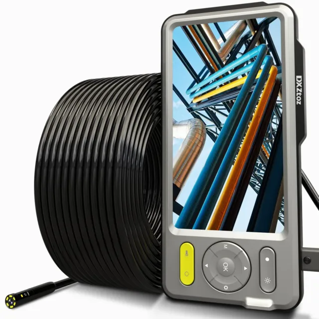 50FT Dual-Lens Endoscope Borescope 5'' Larger IPS Screen, Sewer Camera fo