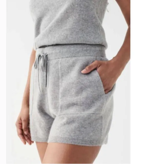 Nwt white + warren Shorts Womens small cashmere Gray Drawstring $275