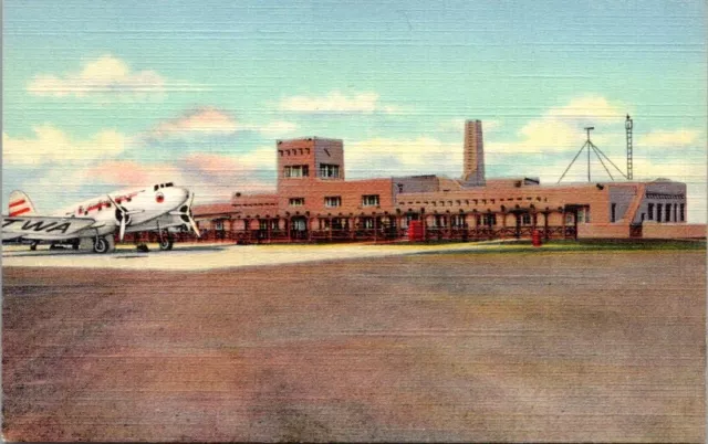 Postcard Airport Albuquerque New Mexico NM TWA Trans World Airline Plane    O228