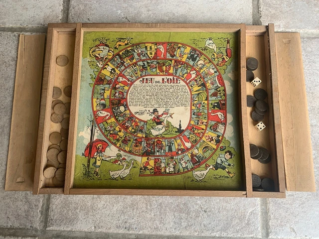 Plateau Jeu De L'oie Et De Dames – Vers 1905 – Jeu JJF – Ancien
