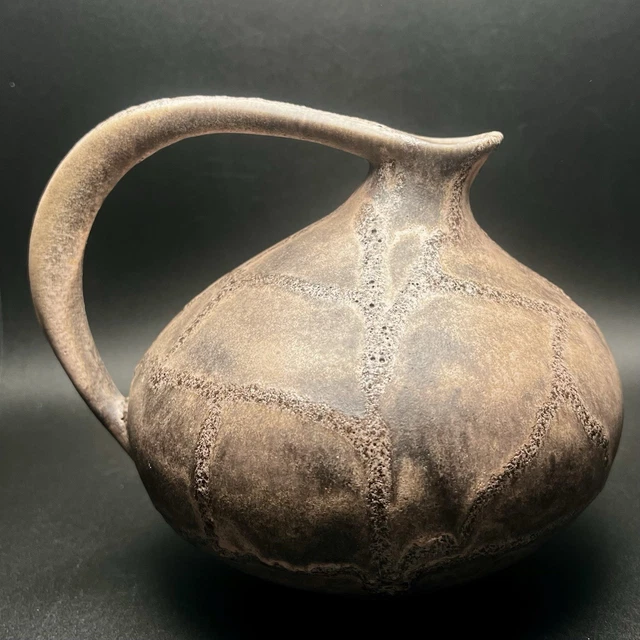 【VINTAGE】Fat Lava Ruscha 313 VTG RUSCHA KERAMIK 313 Fat Lava Jug Vase Pitcher Brown Black Pink