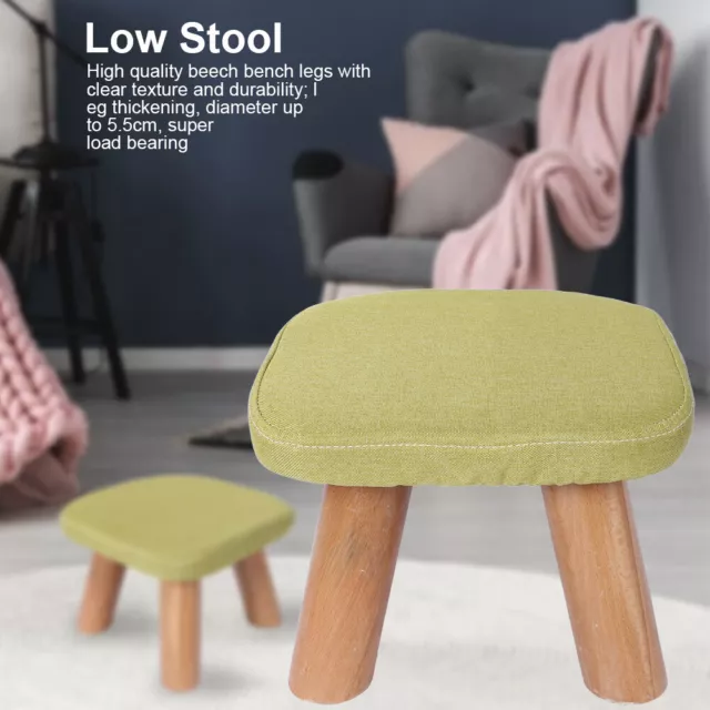 Round Ottoman Stool Small Wooden Soft Rest Chair (Green) New UK