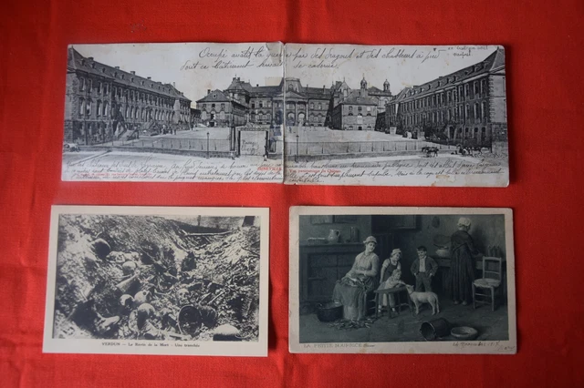4 CPA Guerre 14-18 Alsace caserne chasseurs à pied Verdun tranchée ferme lot