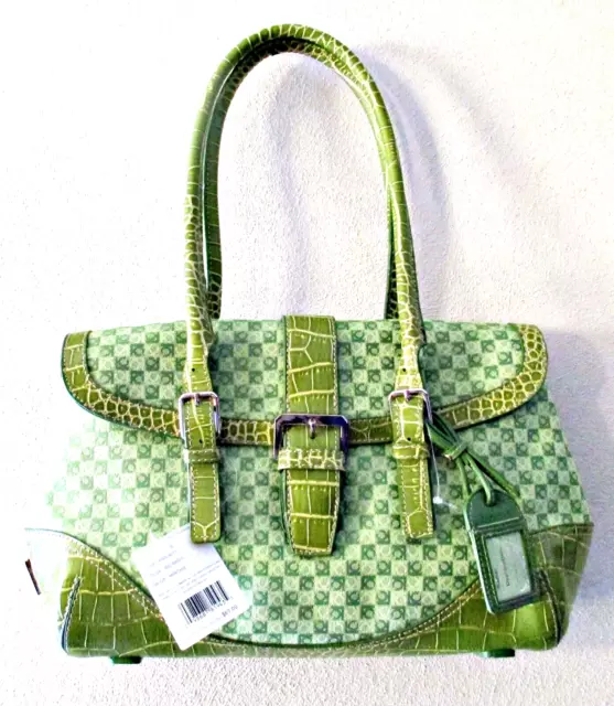 Vintage Liz Claiborne Logo LC Barrel Purse Hand Bag Handbag Beige Brown 12  Y2K