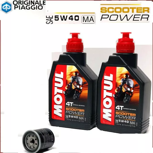 TAGLIANDO 2Lt OLIO MOTUL 5w40 + FILTRO PIAGGIO X8 X9 BEVERLY 200 250 300