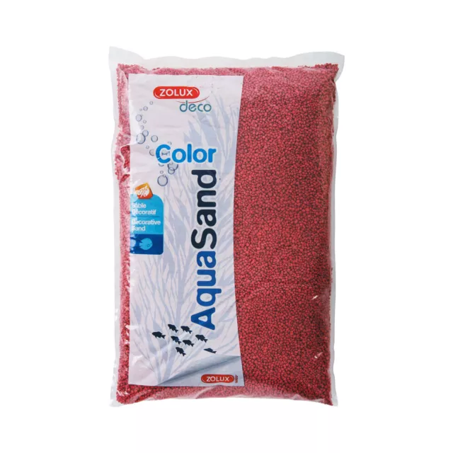 Zolux AquaSand Color Sabbia Ghiaia Colore Rosso Lampone per Acquari 5 kg