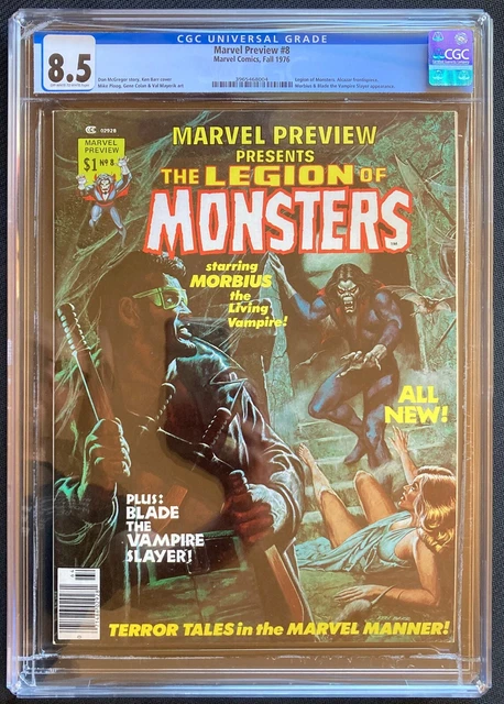 Marvel Preview #8 CGC 8.5. Marvel 1976. 3rd Legion of Monsters. Blade appearance