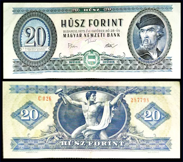 Billet 20 Forint Hongrie 1975 P169 Banknotes All Nation  Be