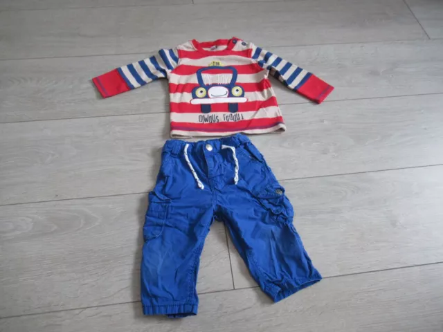 ensemble bébé garçon pantalon bleu et tee-shirt rayé rouge Taille 6 mois