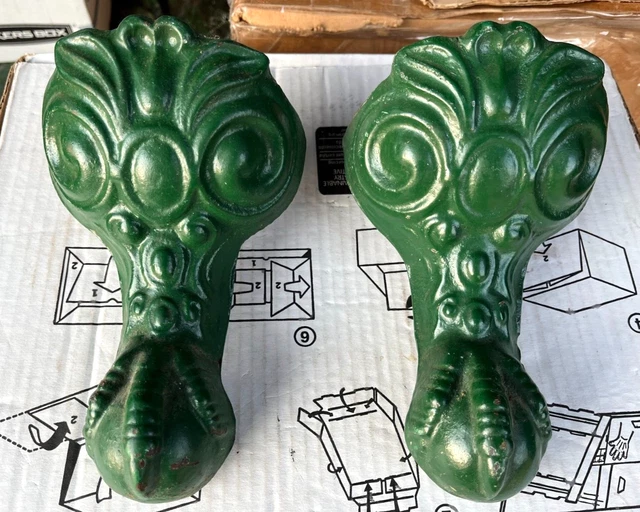 Set of 2 Cast Iron Antique Bath Tub Feet - Ball & Claw w/ original bolts & nuts