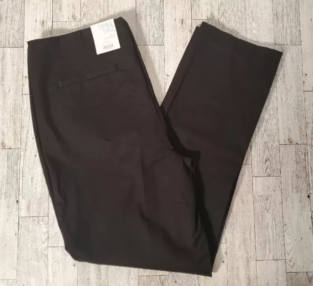 Time & Tru Pants 6 8 16 18 & 20 BLACK Skinny Side Zipper 4-Way Stretch NEW