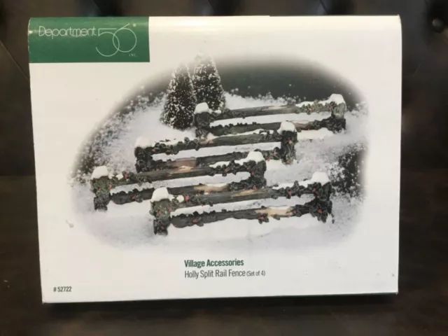 Dept 56 Holly Split Rail Fence Set Of 4 Village Accessories-52722
