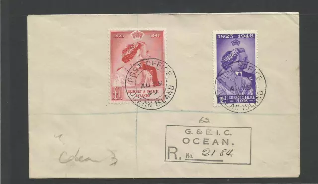 Gilbert & Ellice Islands  1949 Kgvi Royal  Silver Wedding Registered Fdc