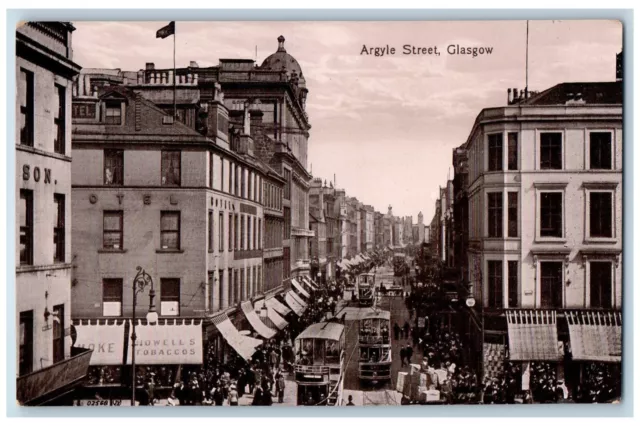 Glasgow Scotland Postcard Double Deck Bus Argyle Street c1910 Antique