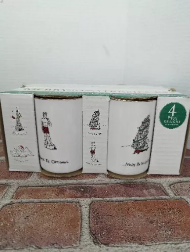 4 Christmas Merry Masterpieces Mugs International Collection Dayton Hudson 1999