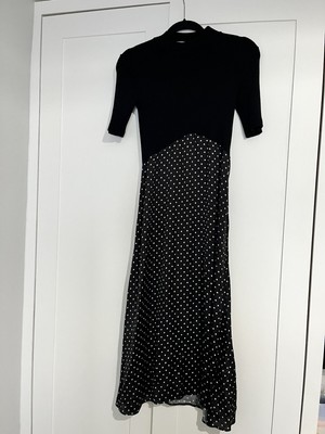 zara black and white polka dot dress