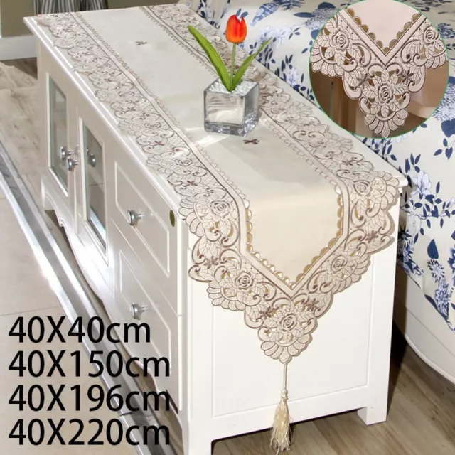 Pastoral Home Wedding Decor Table Runner with Exquisite Embroidered Flowers