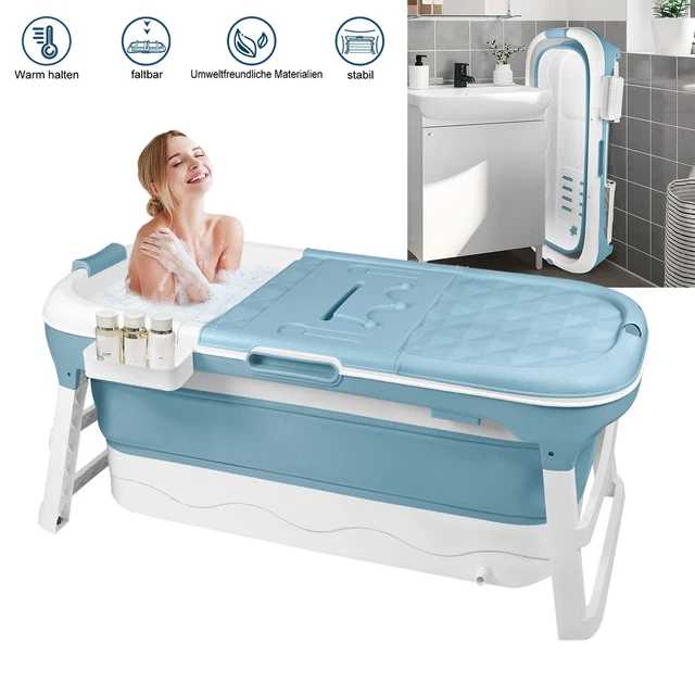 Bañera plegable adulto 128x60cm bañera de viaje móvil sauna de baño bañera plegable