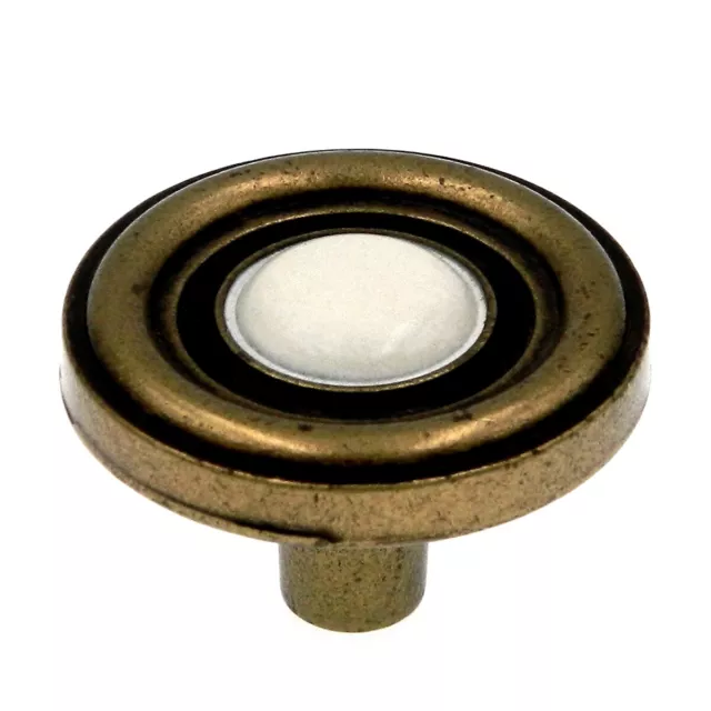 Amerock Charter BP746-CW Antique Brass 1 1/4" Cabinet Knob with White Center