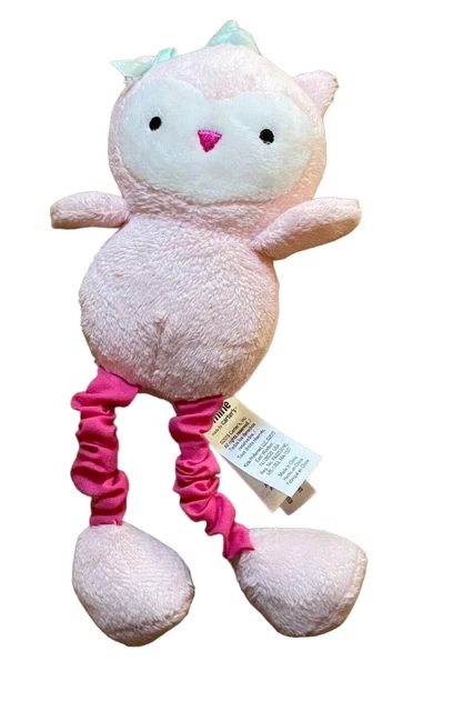 Carter’s Child of Mine Small Mini Pink Owl Crib Pull Toy Plush Vibrating Rattle
