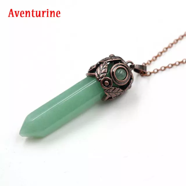 Natural Hexagon Stone Pendant Quartz Crystal Healing Chakra Pendulum Pendant