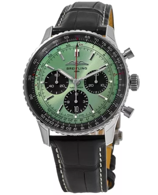 New Breitling Navitimer B01 Chronograph 43 Green Men's Watch AB0138241L1P1