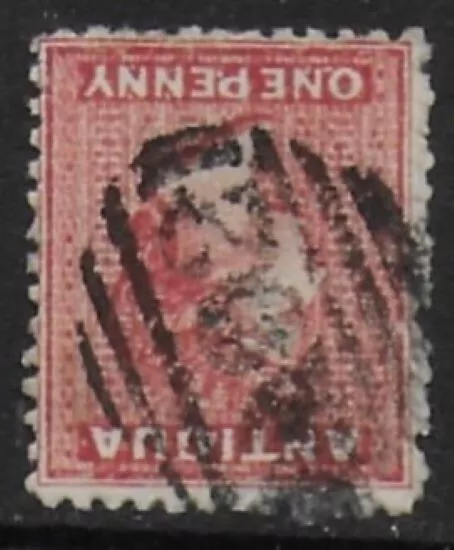 Antigua 1872  QV 1d Scarlet - wmk CrCC inv - p12.5 - SG14w - used cancel A02