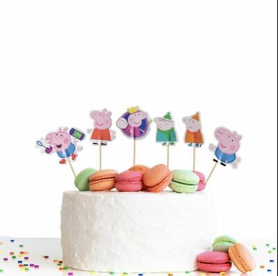 12 PZ Peppa Pig Torta Picks Ragazzi Ragazze Bambini Party Compleanno Cupcake Topper