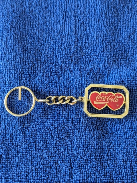 VNT Enjoy Coca-Cola Spinning Hearts Key Chain 4 1/4" Metal Pre Owned