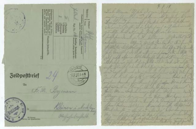 97682 - Feldpostbrief - 8.7.1917 nach Kleinen i. Mecklenburg