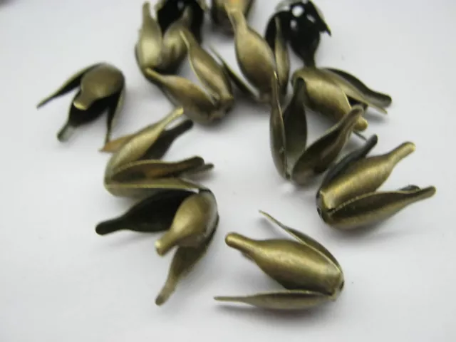 20 Bronze Bead Caps Flower Petal 12mm Metal Bead Ends Jewellery Making Findings