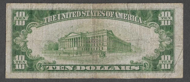 FR. 1702 Ten Dollars ($10) Series of 1934A Blue Seal Silver Certificate 2