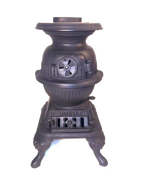 Vintage Spark Cast Iron Pot Belly Stove Salesman Sample 13 3/4" tall