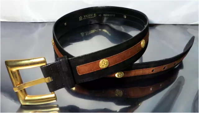 Vintage ESCADA Suede Leather Gold Hardware Luxury Fashion Belt - Size 42