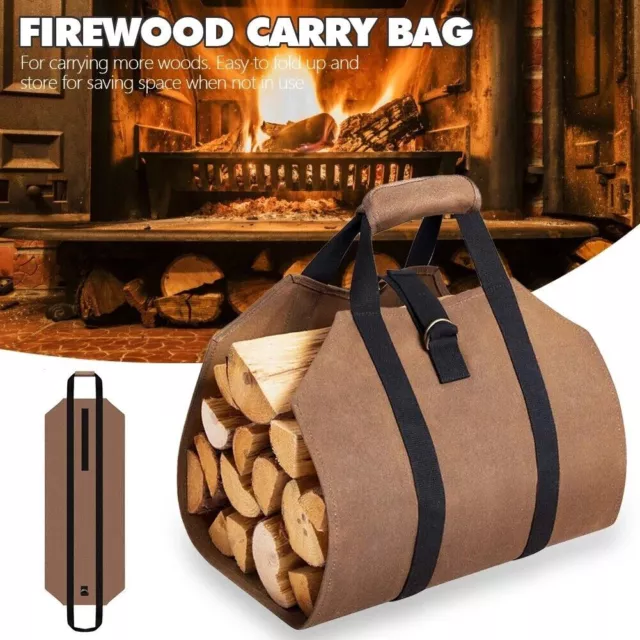 Firewood Log Carrier Bag Heavy Duty Waxed Canvas Log Tote Holder for Fireplace