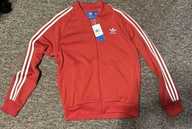 Adidas Originals Superstar Track Jacket Full Zip Pockets Red Men's Large NWT