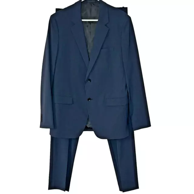 Theory Men's Wool Suit Size 42R Marlo Navy Blue Lightweight Blazer Pants 33x34