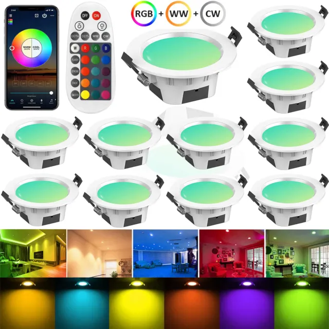 LED Einbaustrahler 5W 9W Bluetooth RGB Einbauleuchten Decken Spot Dimmbar 230